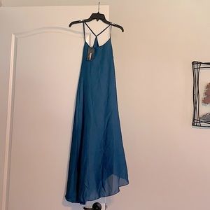 Teal spaghetti strap maxi dress